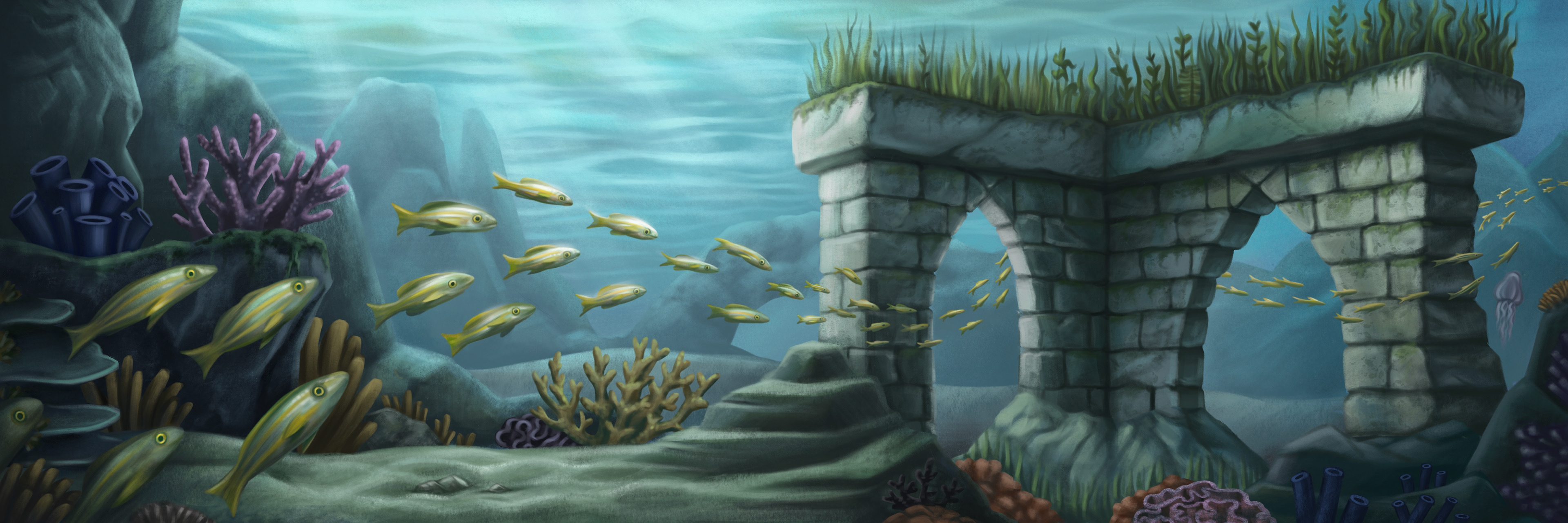 "Beneath the Waves" Concept Art, Procreate, 2024