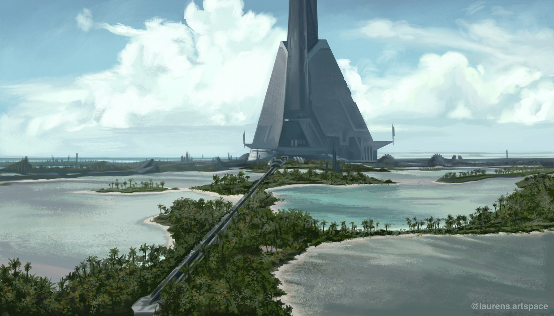 "Rogue One" Scene Study. Painted in Procreate. Disclaimer: All rights to "Rogue One" and this scene belong to Disney. 2021