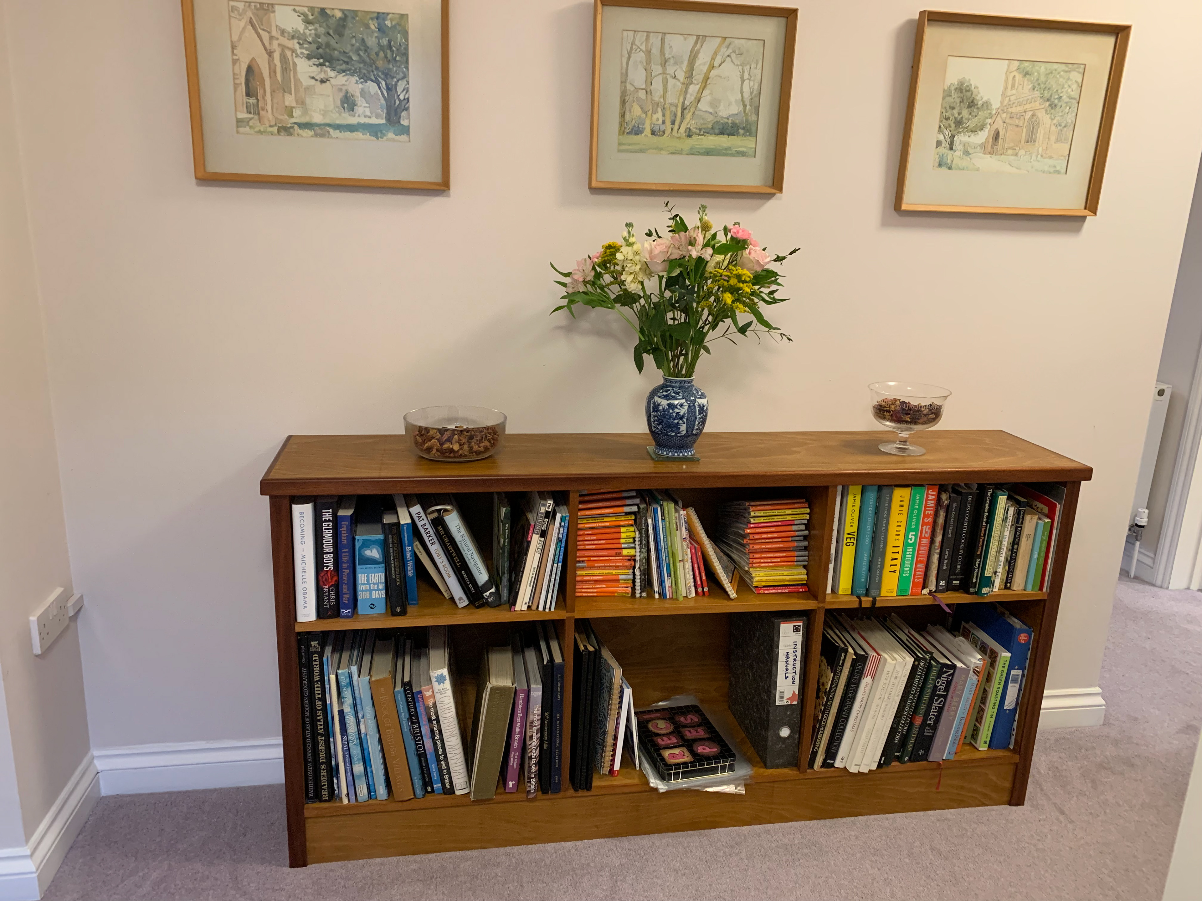 French polished hallway bookcase.