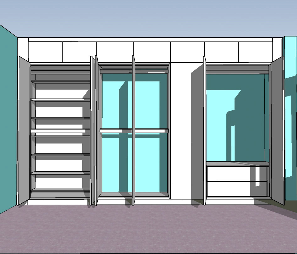 This is the design for the above wardrobe that I produced before starting to build.