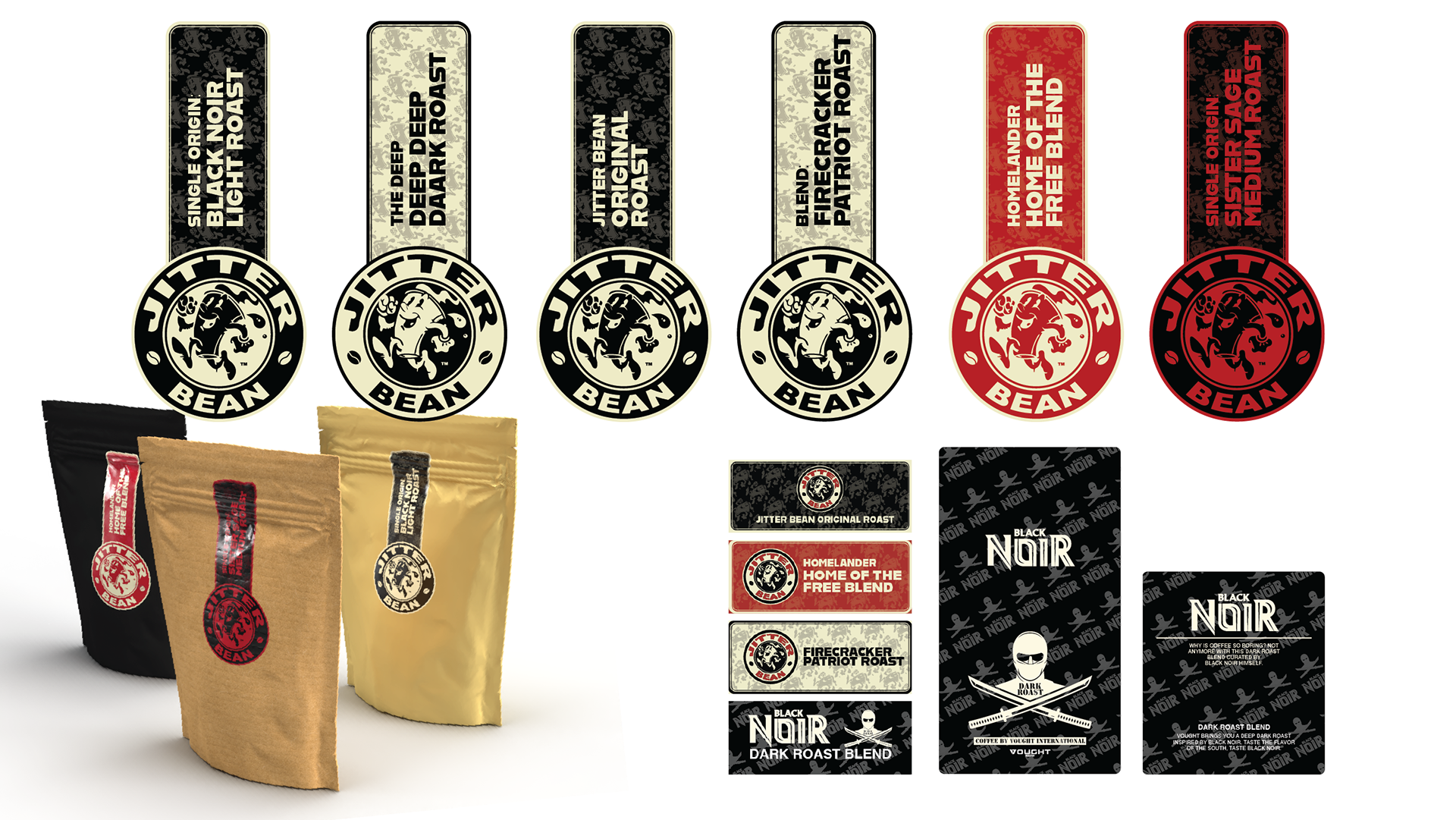 Branding for Jitter Bean products and labeling.