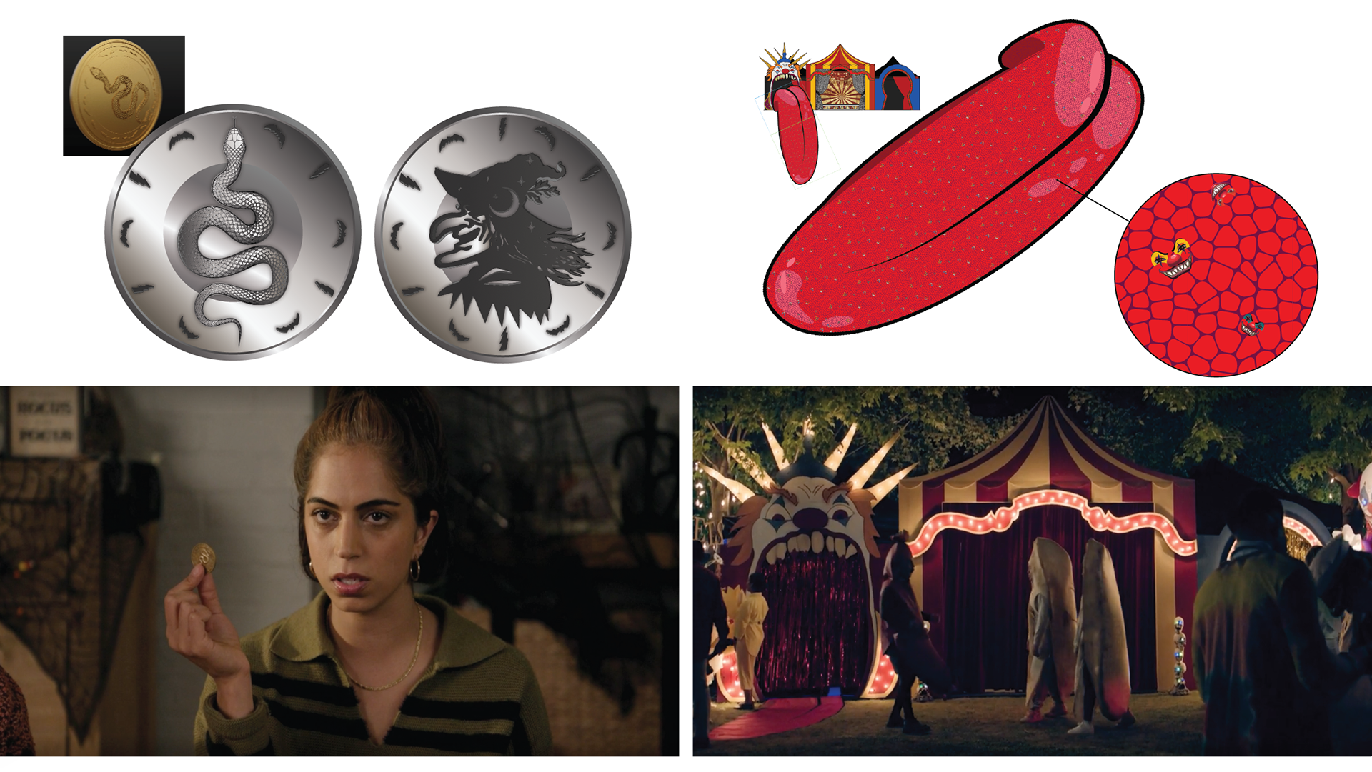 Coin and carpet created for the halloween episode.