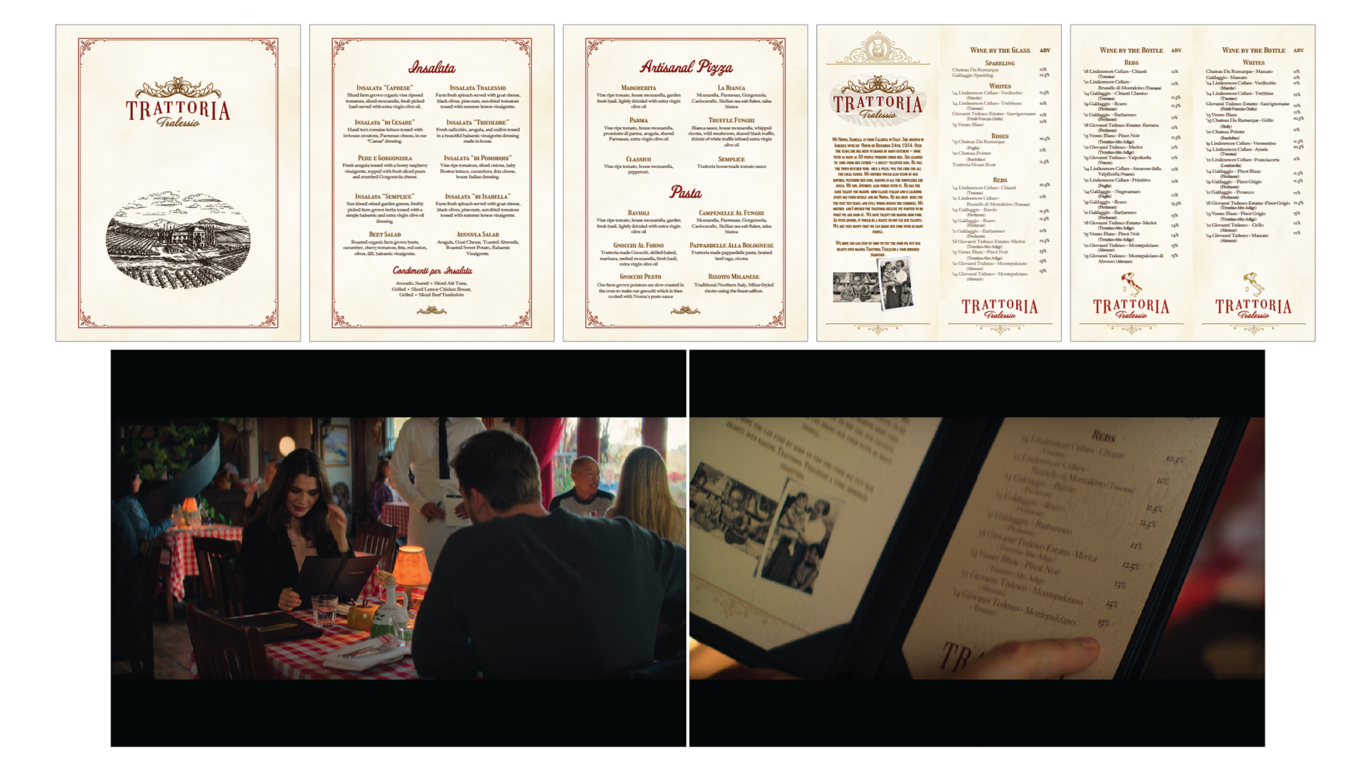 Menu design for the trattoria.