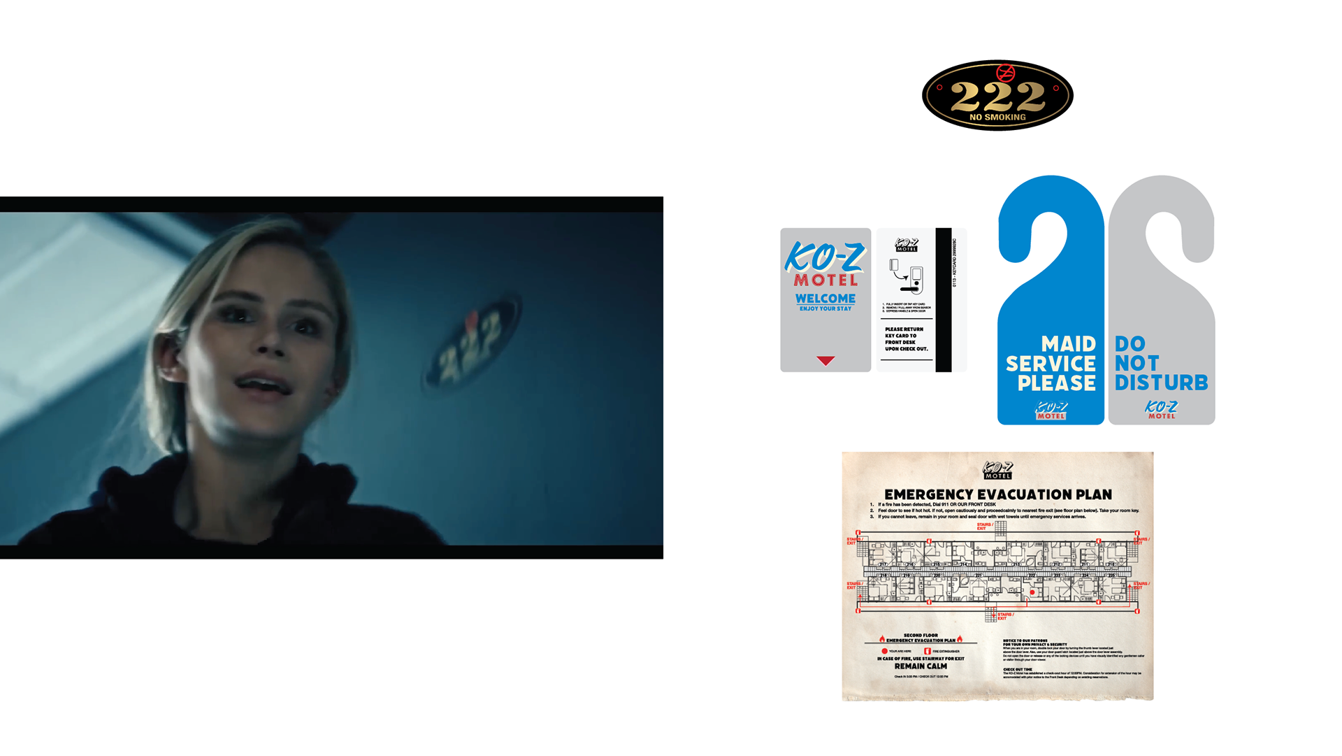 For the shady motel where our characters are hiding out, we had to recreate the same door number as the location. Included is the general small graphics scattered in the room.