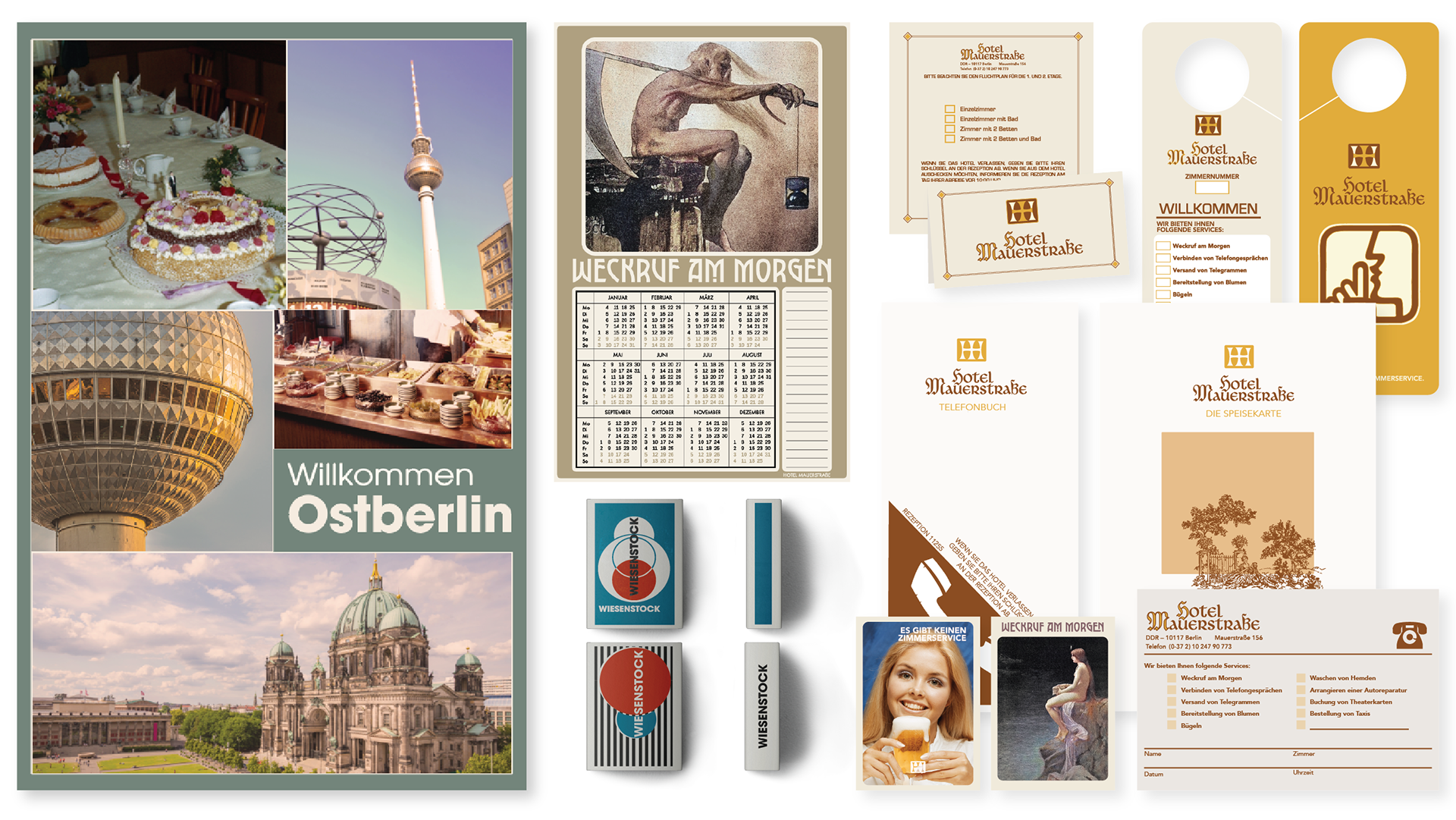 Our story takes us to 1980's Berlin. Smalls created for hotel set.