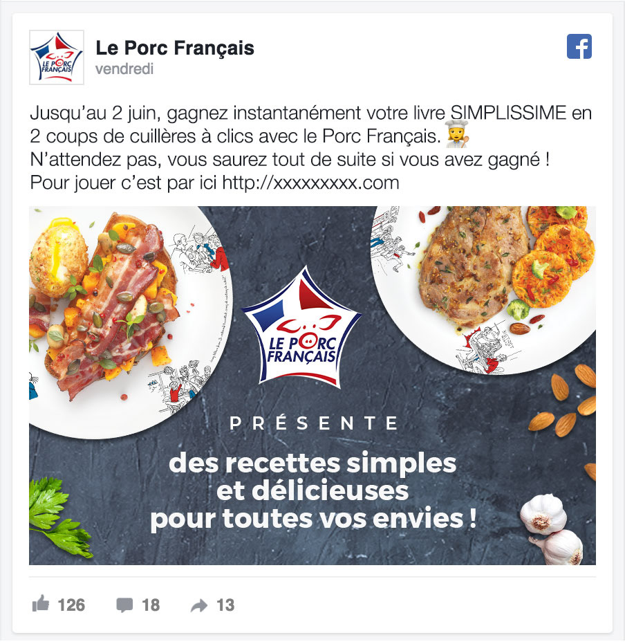 Post Facebook pour Le Porc Français