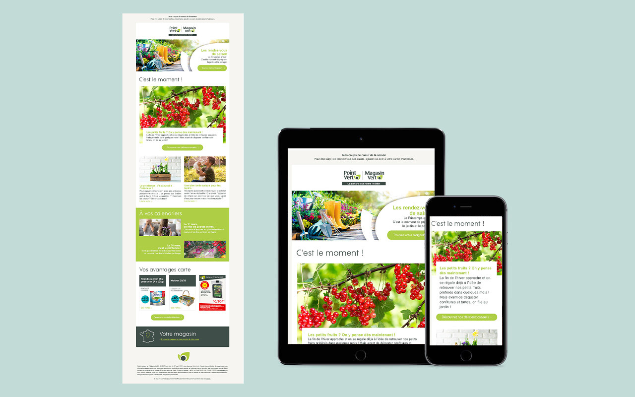 Newsletter en responsive design pour Magasin Vert