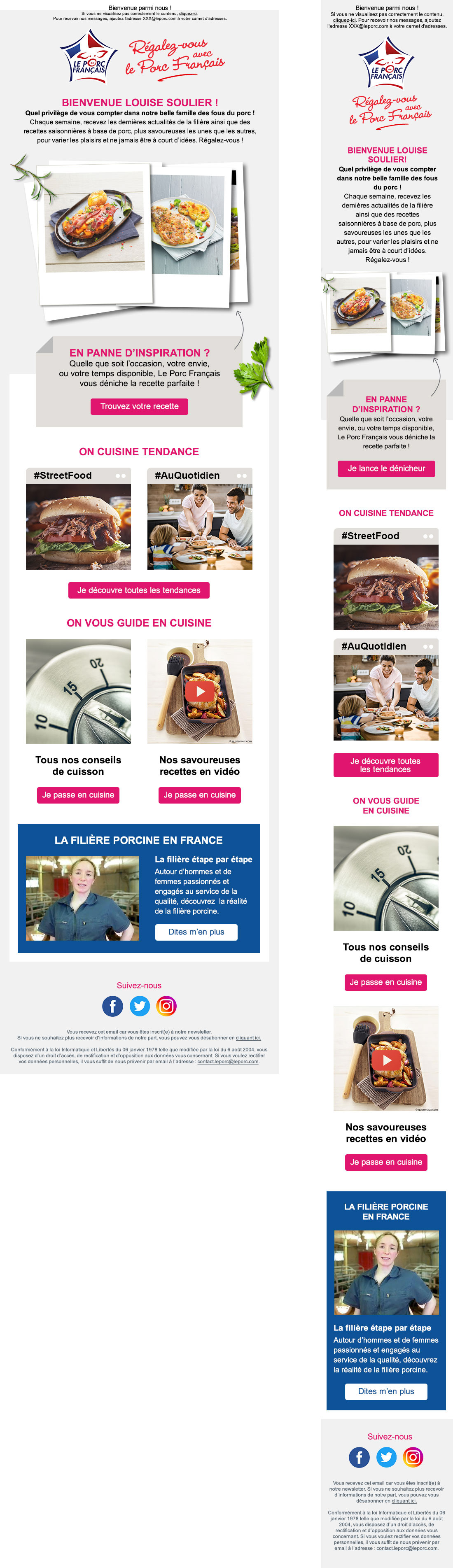 Newsletter pour Le Porc Français
