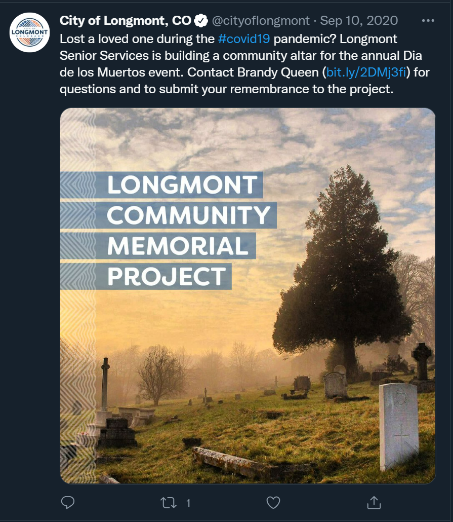 Longmont COVID Memorial Project (Twitter/FB/ND)
