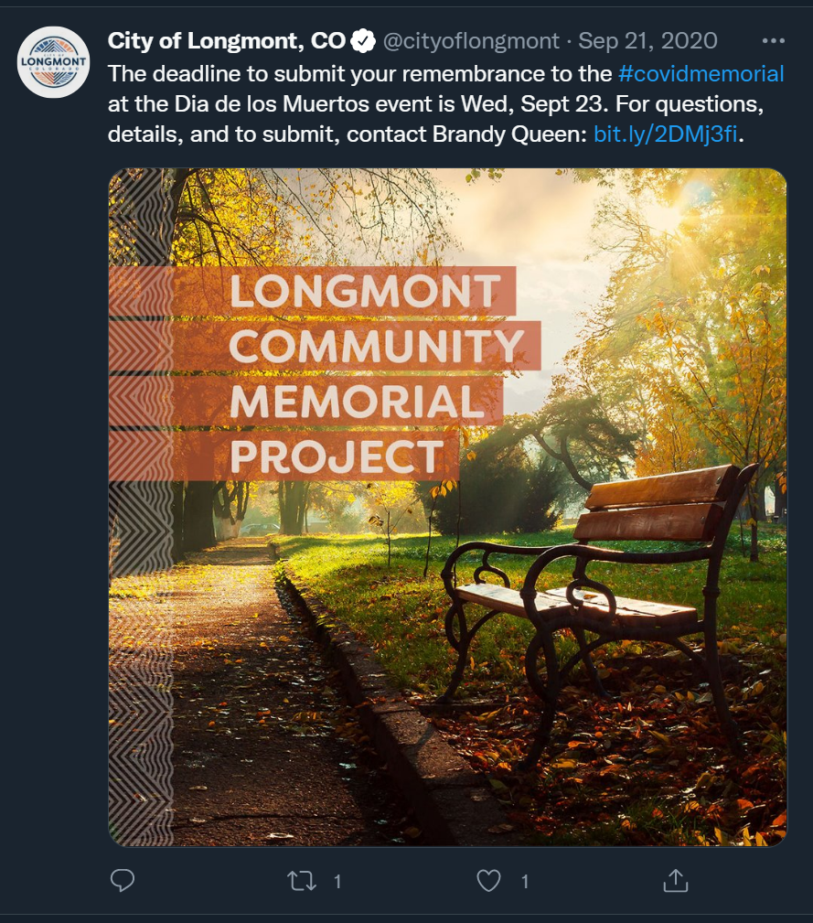 Longmont COVID Memorial Project (Twitter/FB/ND)
