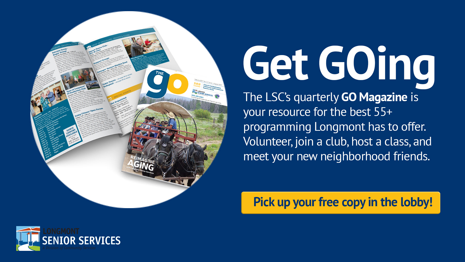 Longmont Senior Center lobby screen ad