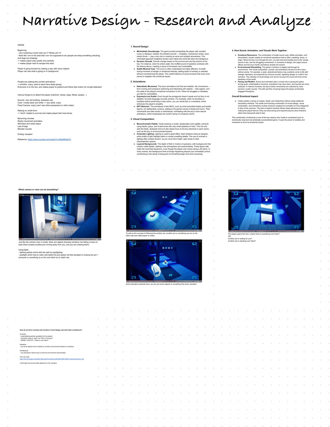 Research "INSIDE" and analyze how it tells narrative without text