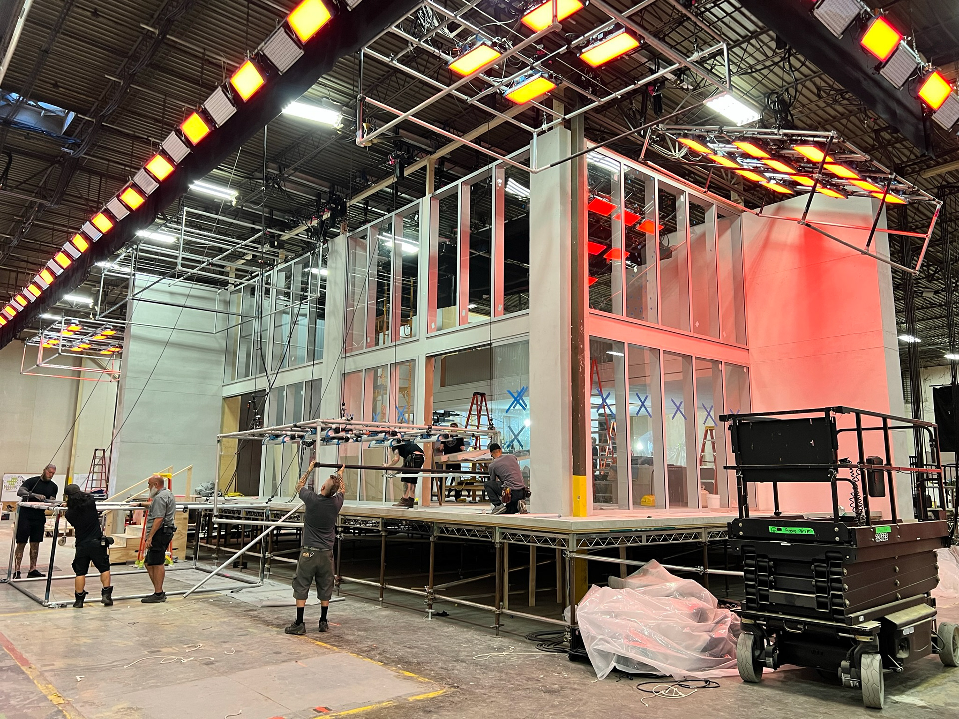 During construction, lighting going up