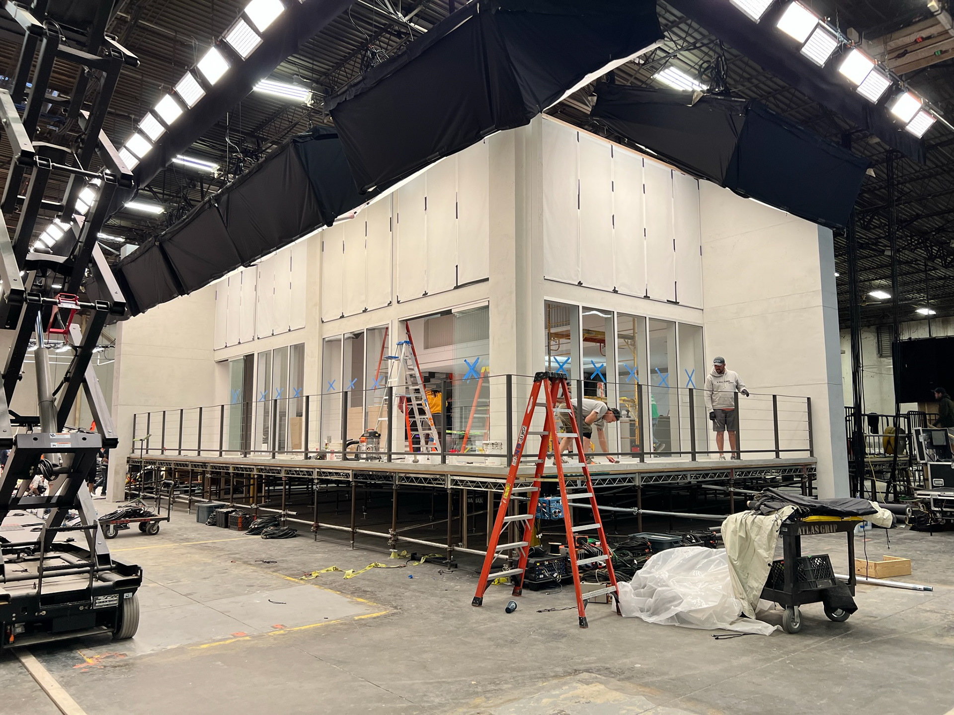 During construction, lighting up