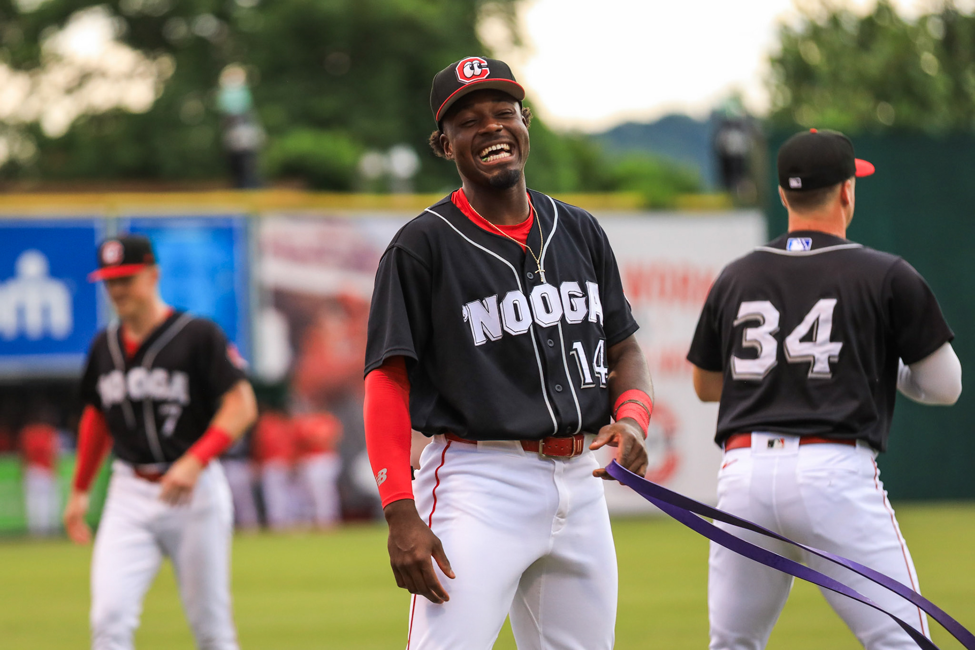 Lookouts vs. Smokies 7.31 - Jay Allen II laughing pregame