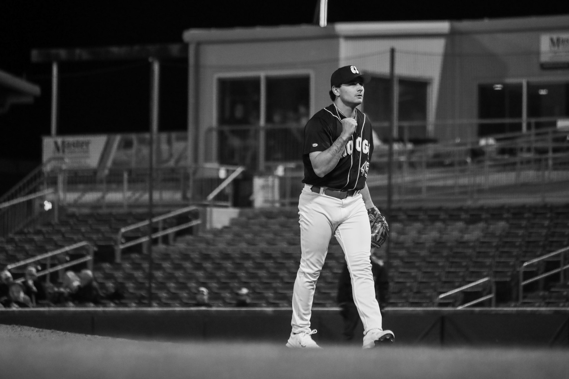 Lookouts vs. Barons 4.8 - ryan cardona celebrates a strike out