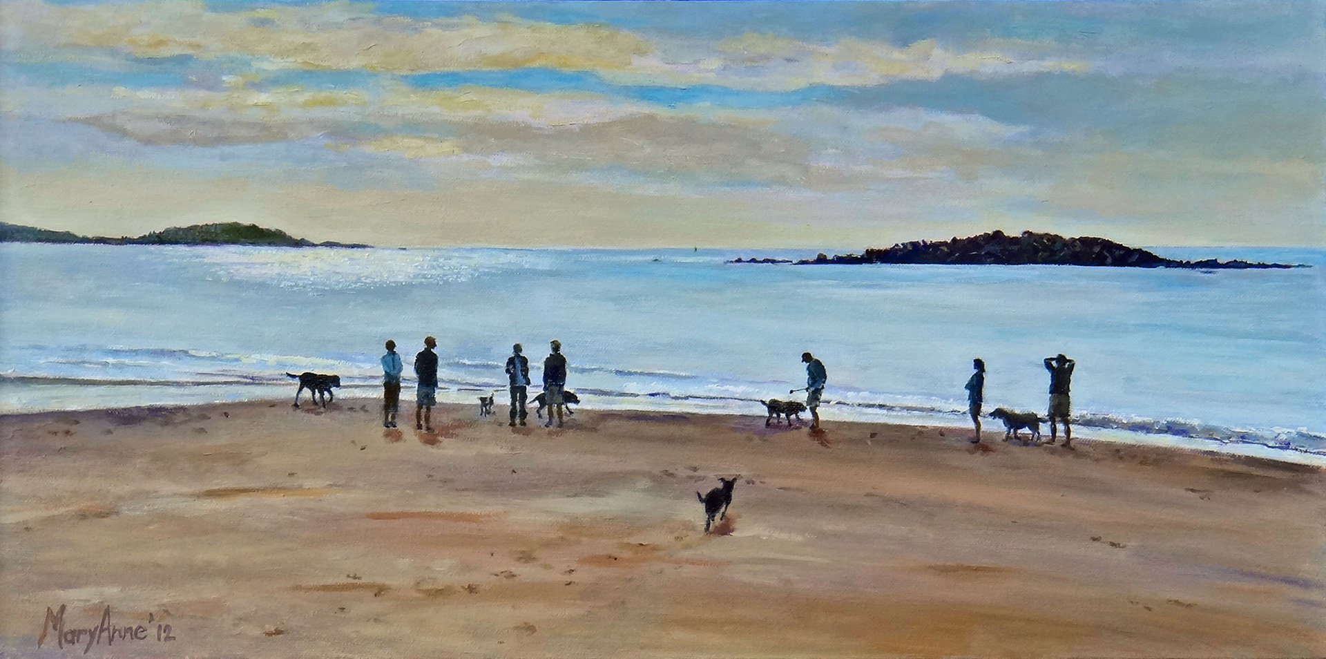 2012-07 Oil 24x12 "Morning Beach Walk"