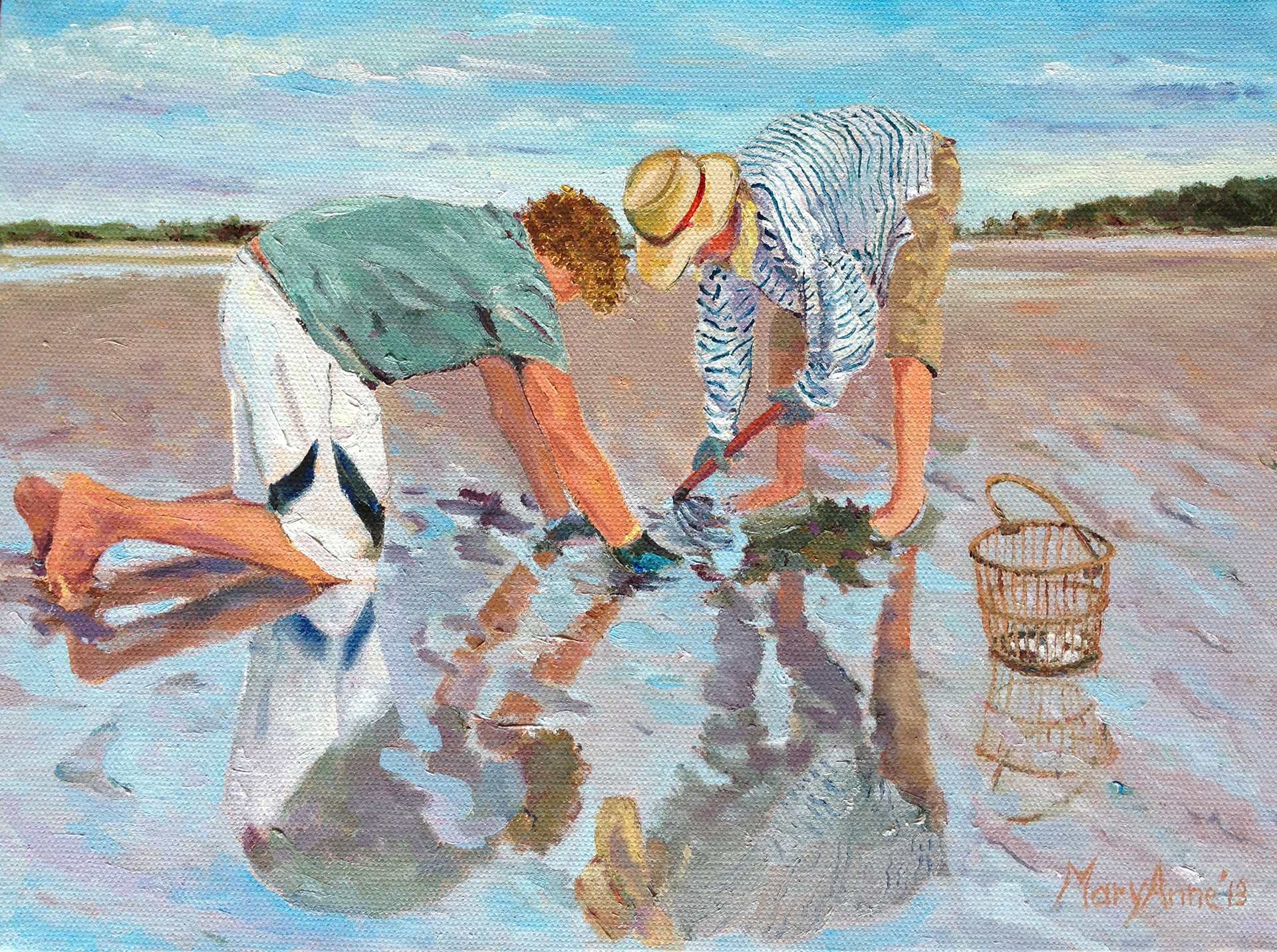 2013-04 Oil 12x9 "Clam Diggers"