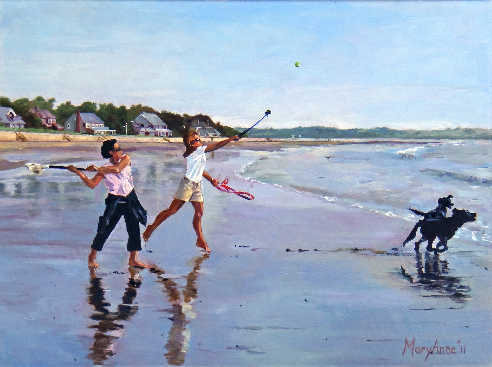 2011-08 Oil 20x16 "Dog-Ball Throwers"