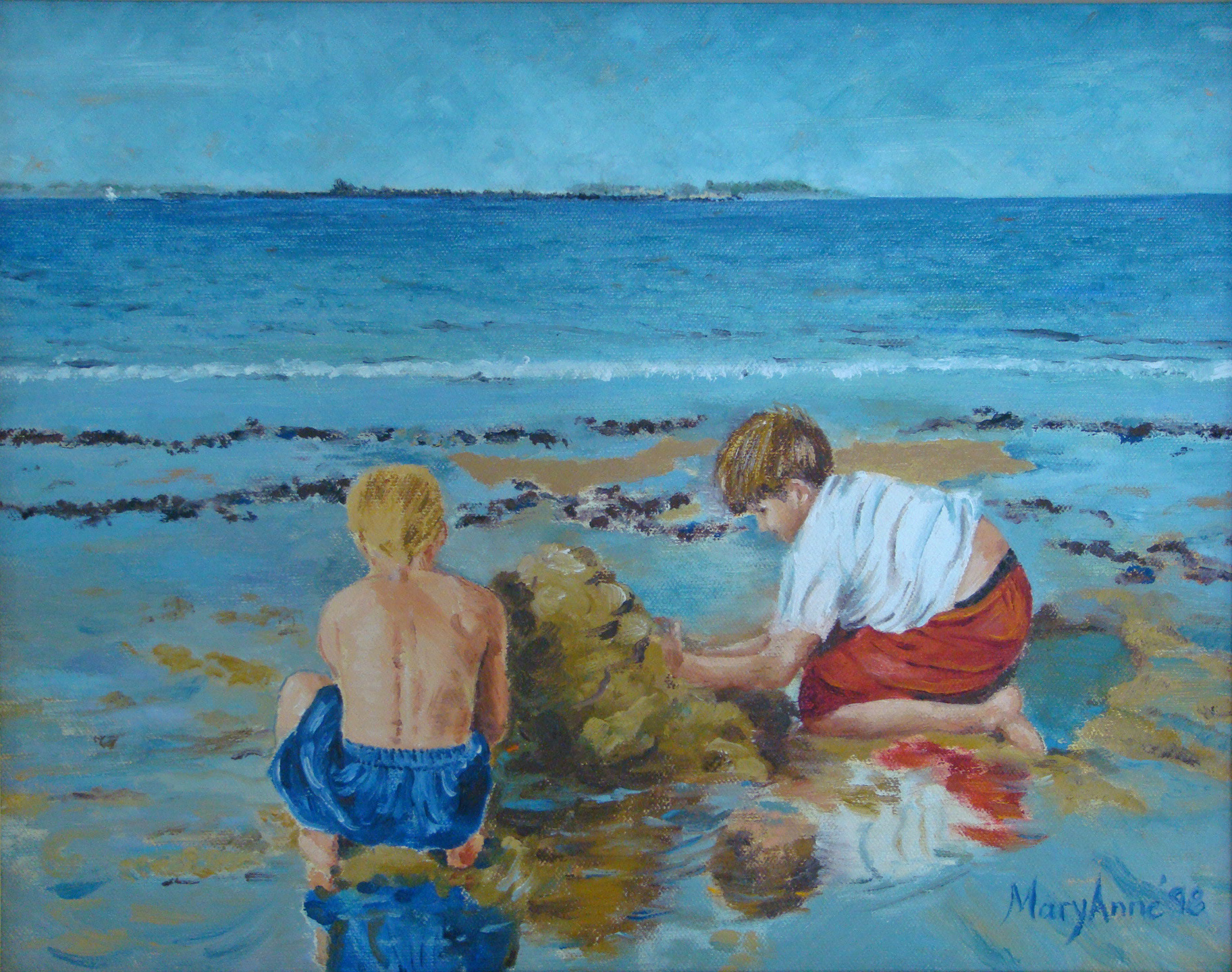 1998 Oil ~ 20x14 "Sand Castle Builders"(