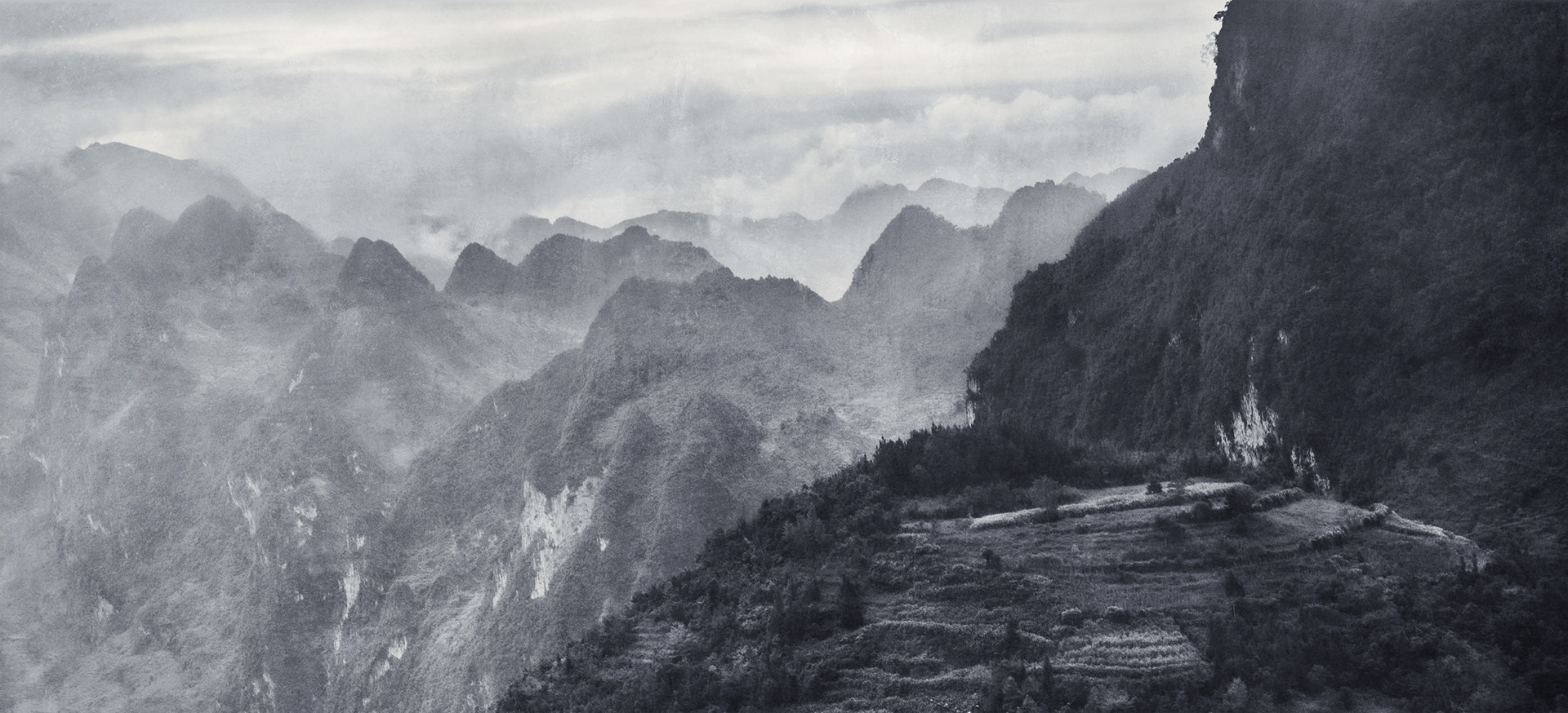 Landscape photography of mountains formations in the Ha Giang region of Vietnam