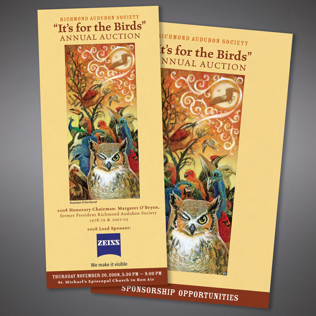 Fund raising brochures for Richmond Audubon Society. Illustration © Kim Harrell.