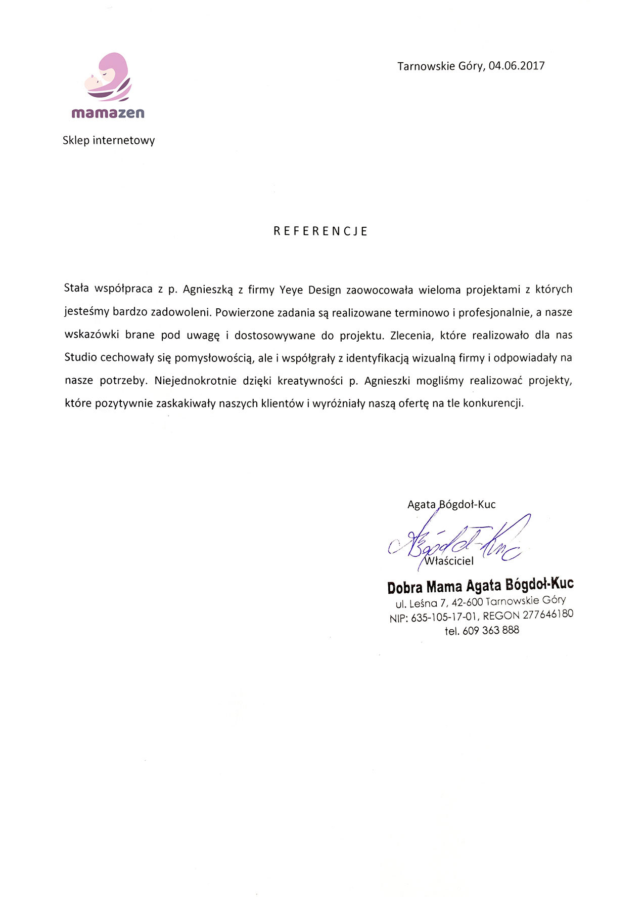 YeYe Design Studio referencje Mama Zen