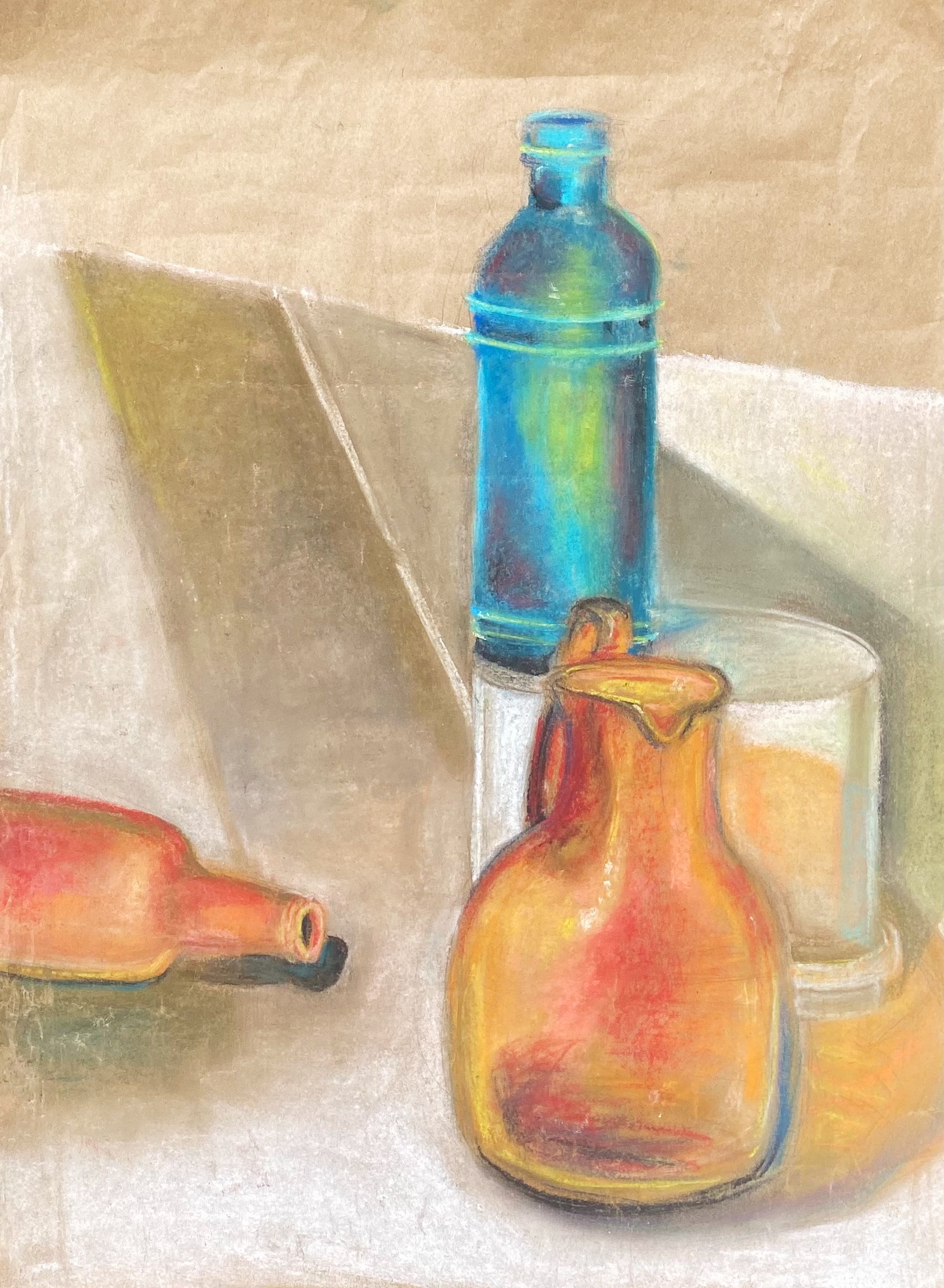 Still Life Color Study I, Chalk Pastel on Kraft Paper, 2022, 18x24"