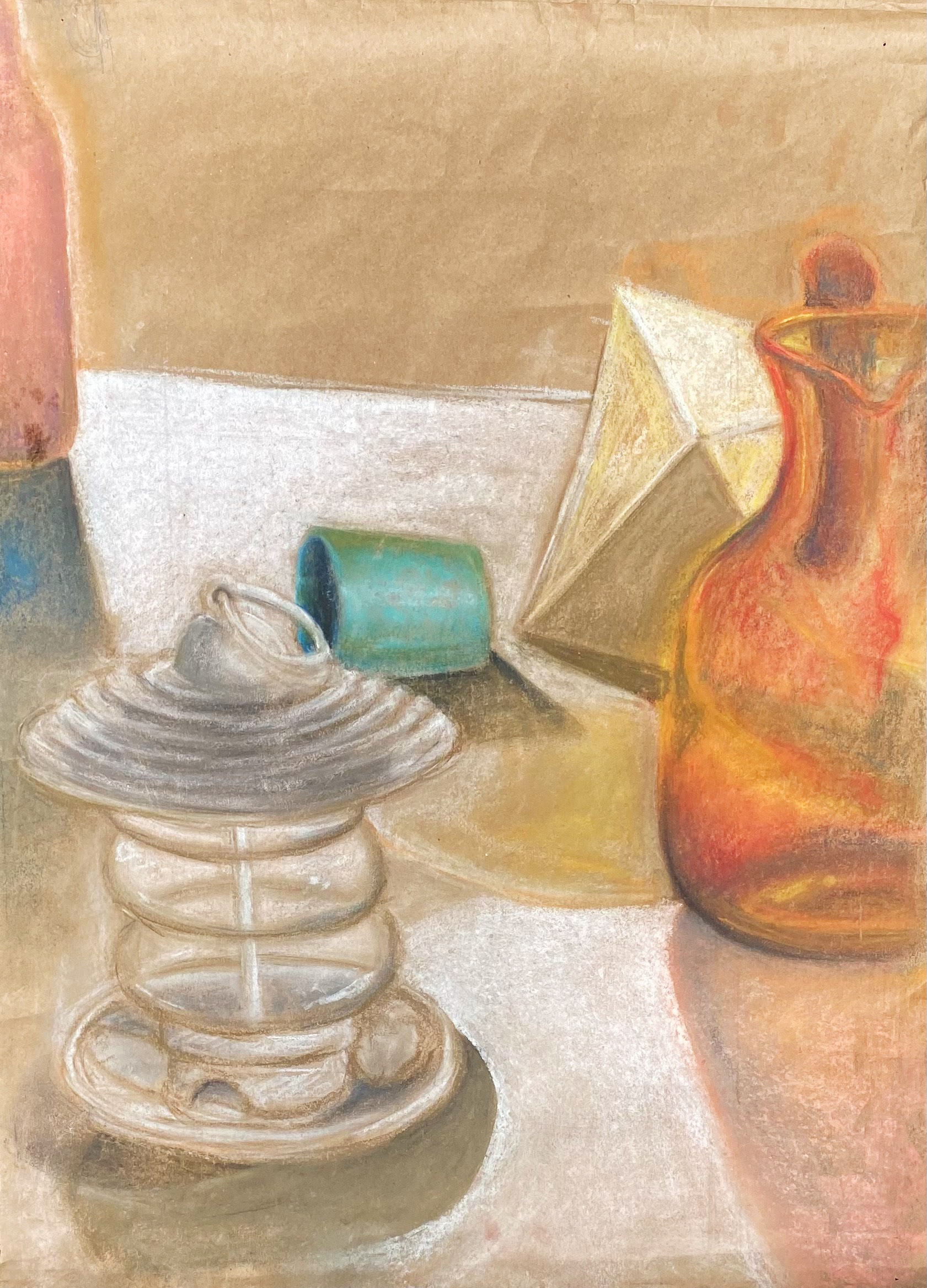 Still Life Color Study II, Chalk Pastel on Kraft Paper, 2022, 18x24"