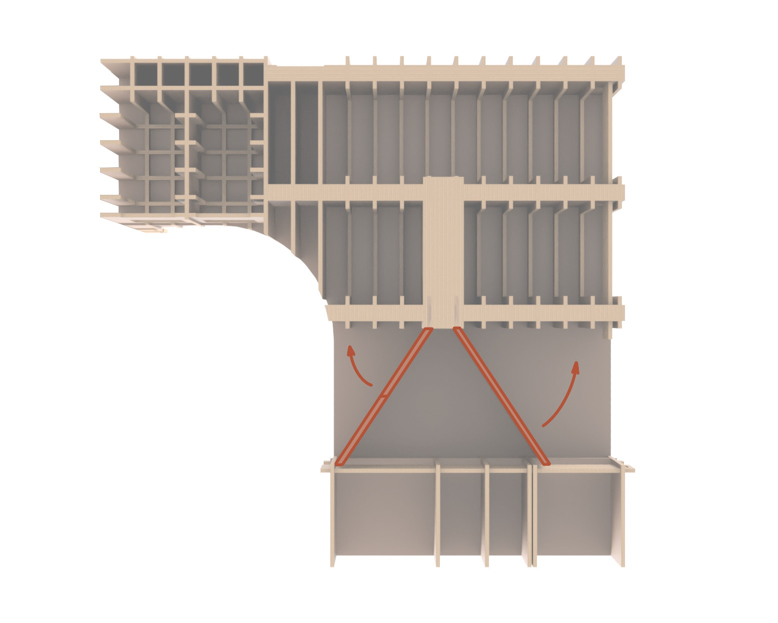 bed bottom view and folding system