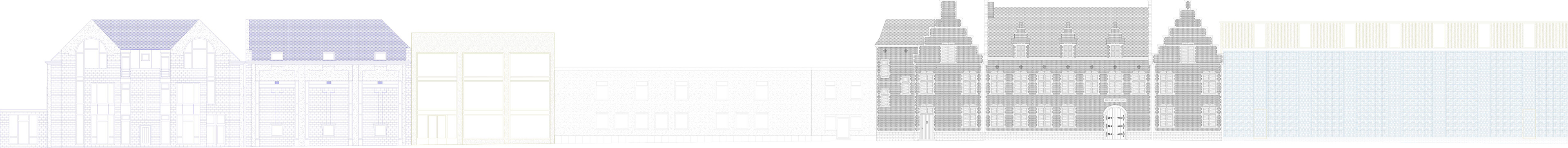Uitgeplooide gevel nieuwe toestand met aanduiding van tijdsferen