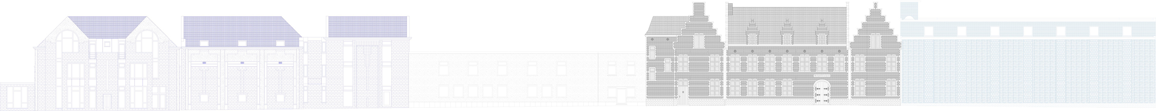 Uitgeplooide gevel originele toestand met aanduiding van tijdsferen