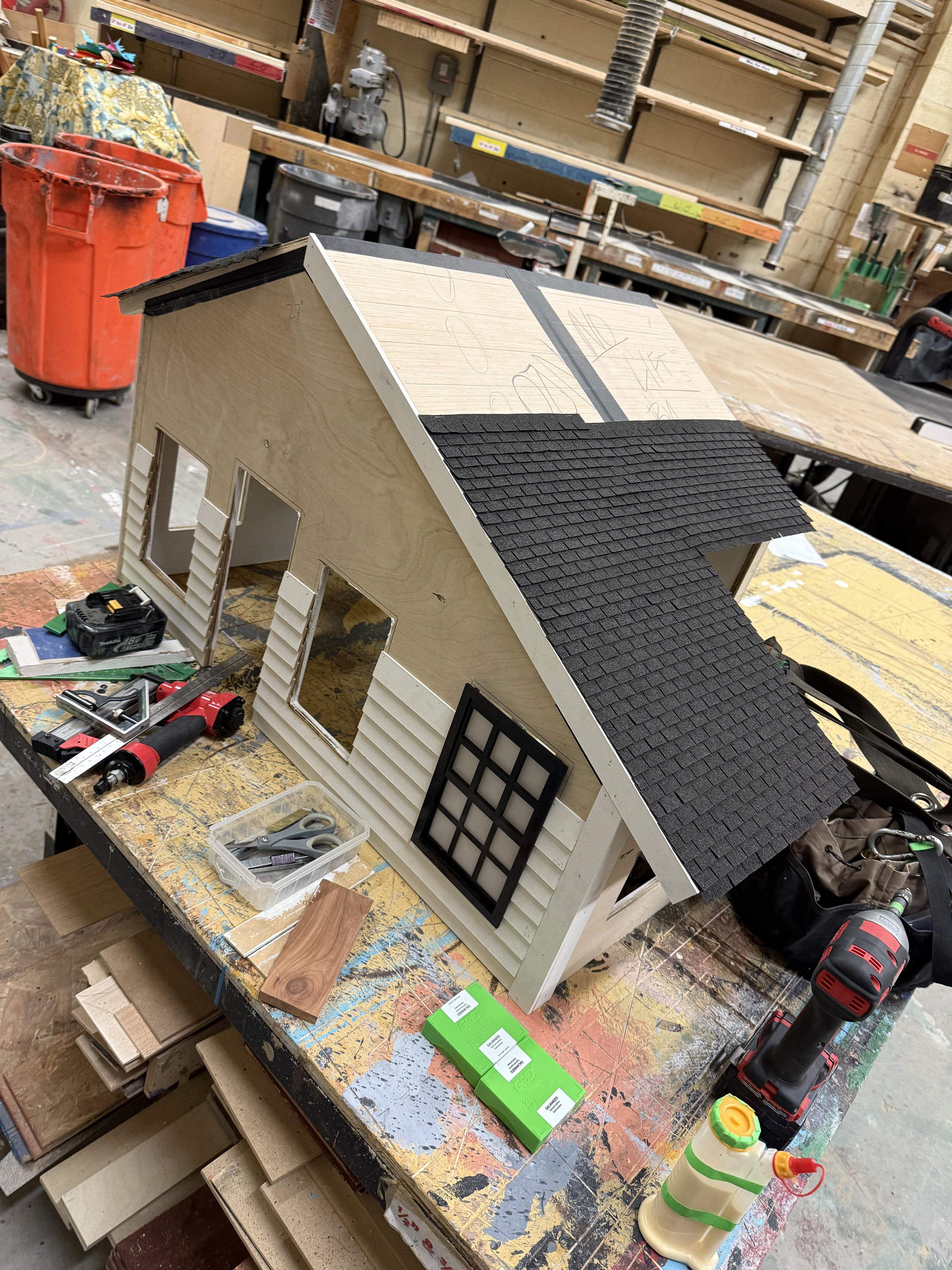 Post Office being shingled & sided