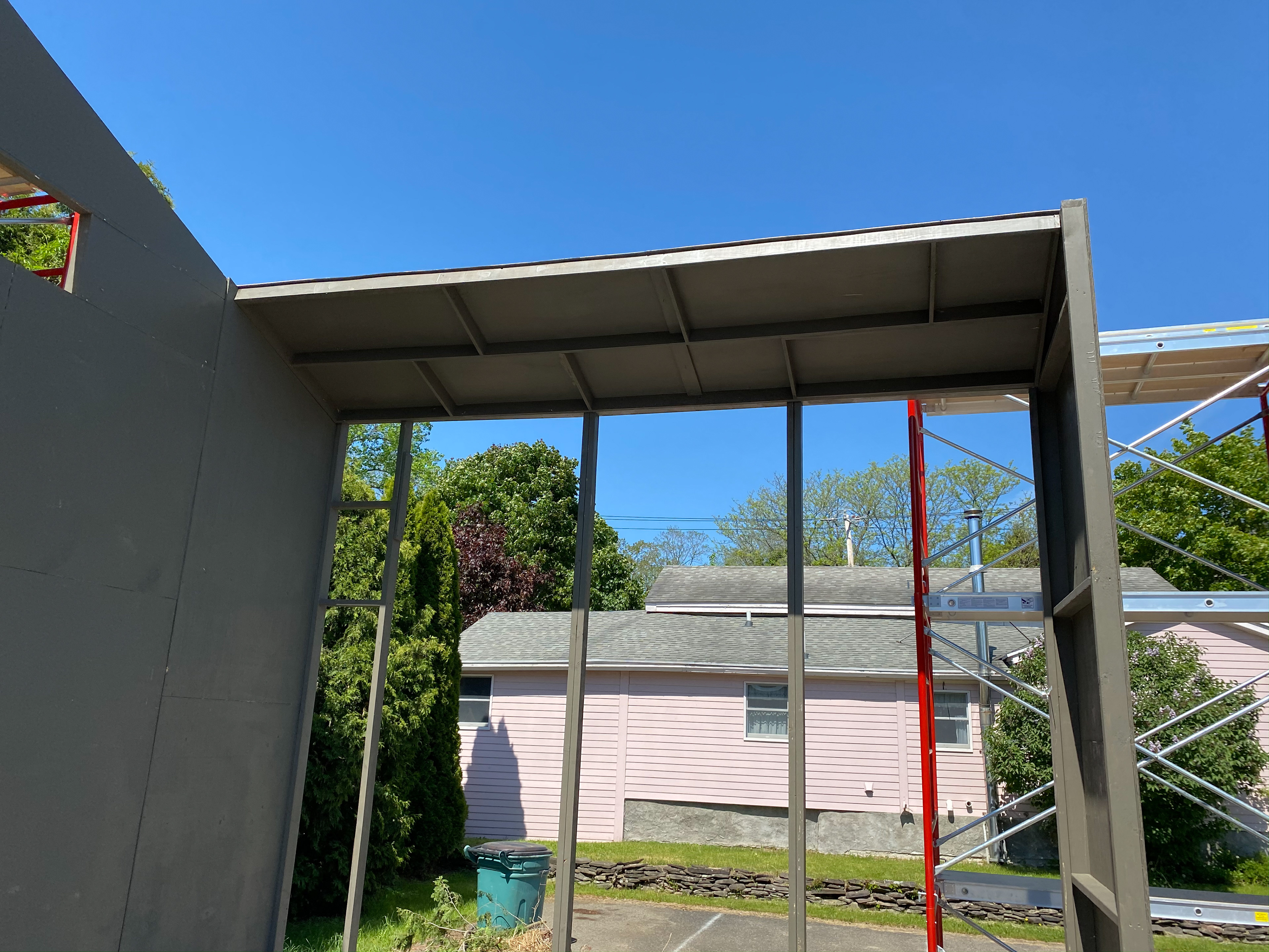 Installed roof units to protect lighting equipment.