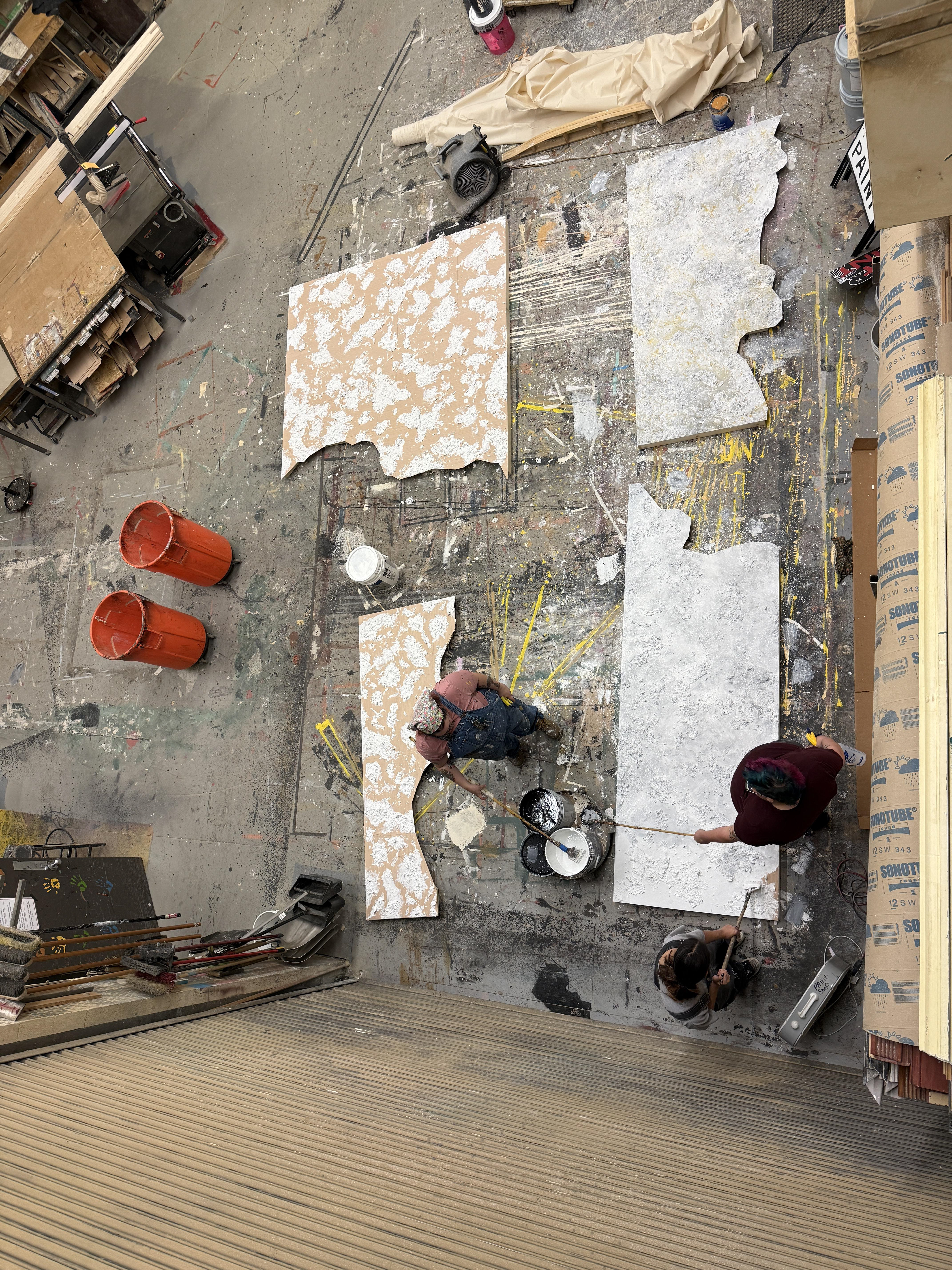 Paint painting & texturing flats for "rubble" false proscenium