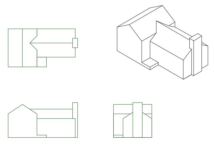 Supplied the Isometric: Construct Top, Front, & Side Views