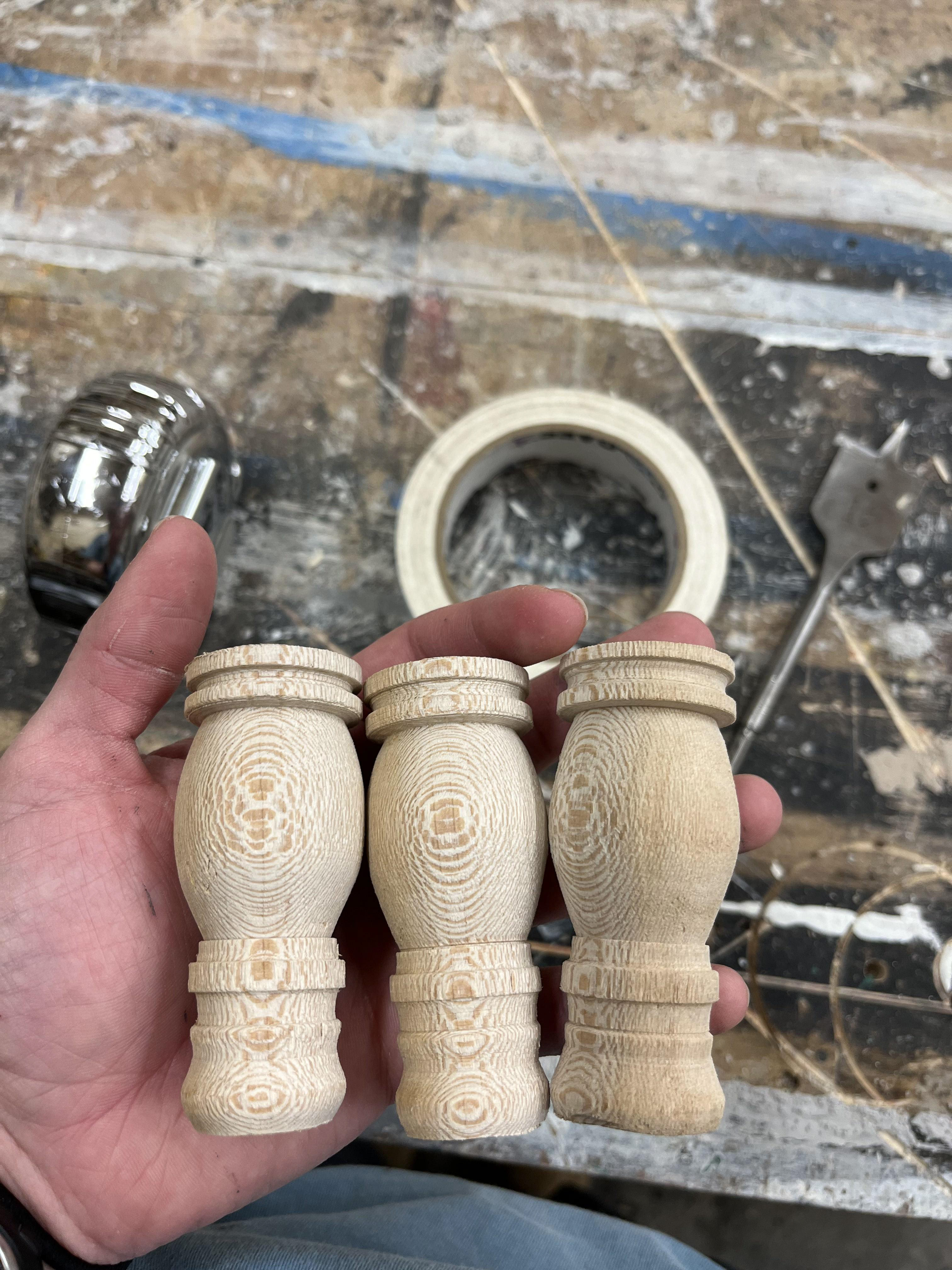 Cork stoppers after being cut apart on the bandsaw