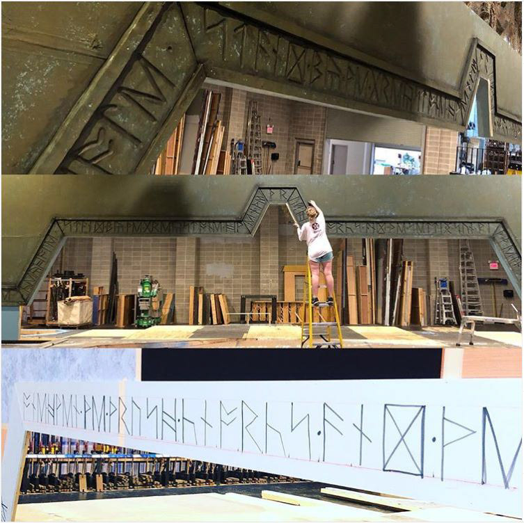 Worked with scenic charge adding shadowing & texture.