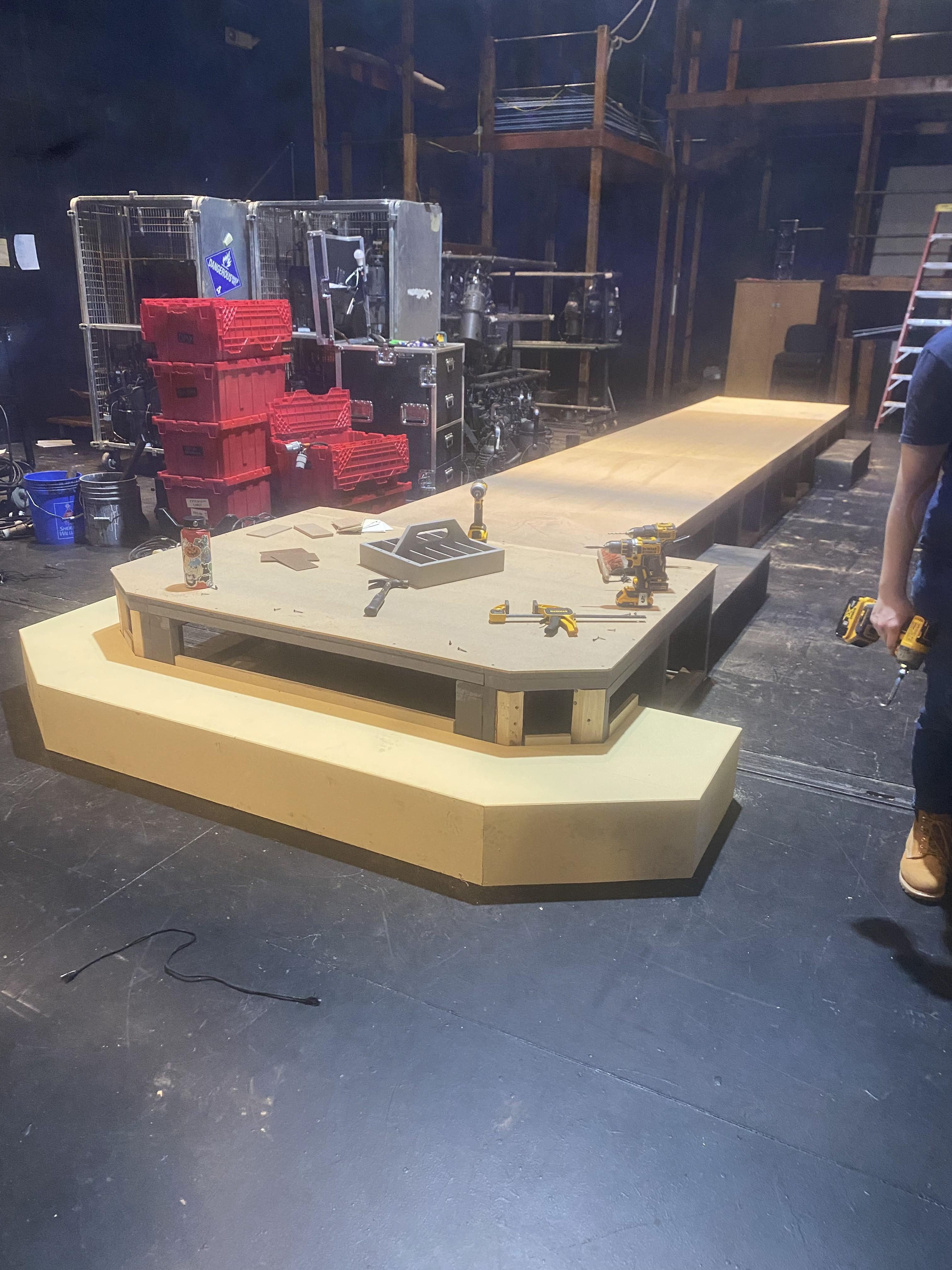 Step unit was a combination of angles plywood boxes.