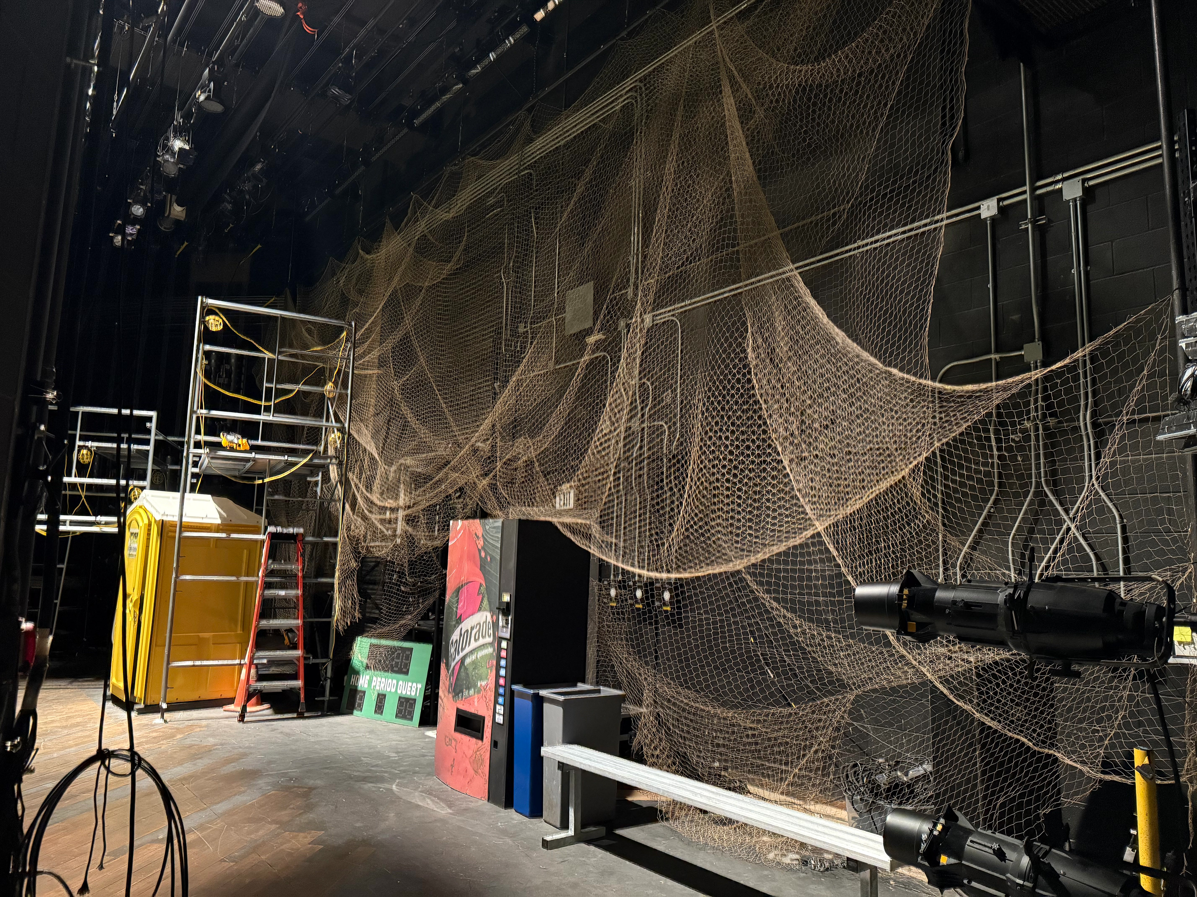 Upstage set dressing under work light