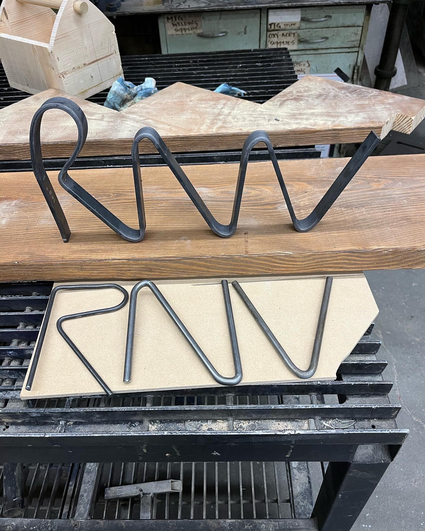 Continuous from 1/4" strap & Individual Letters from 3/8" rod