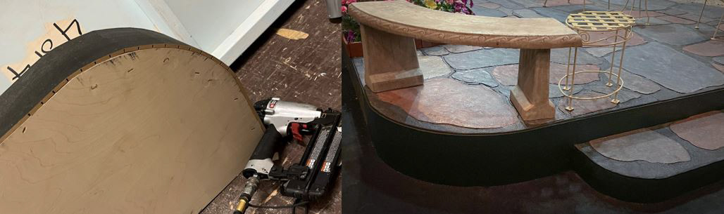 Kerfed facing to achieve curve.