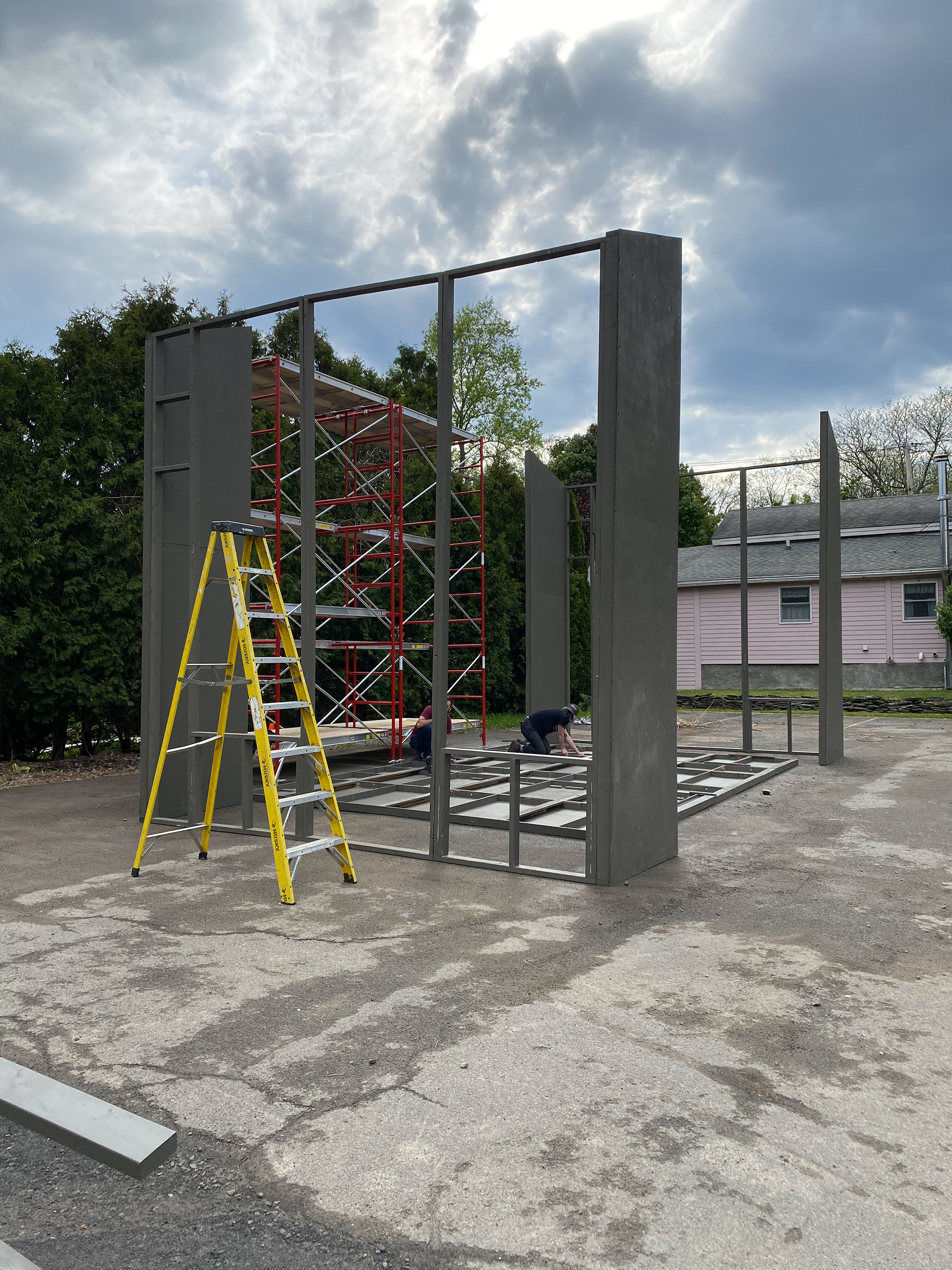 Self-supporting side walls were installed first.