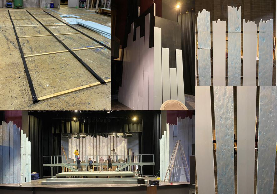 "Driftwood" texture was achieved by using a heat gun to melt and shape insulation foam.