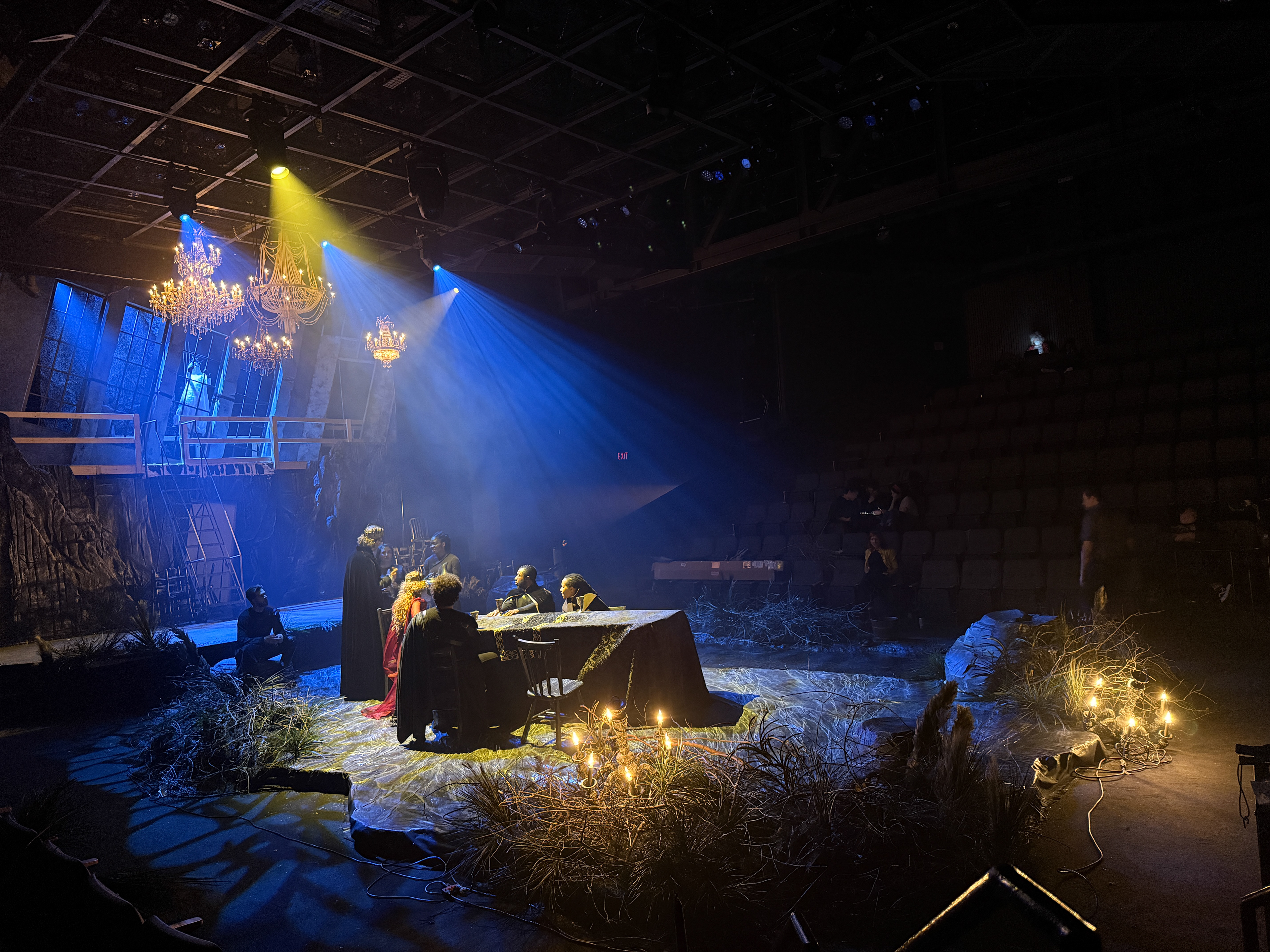 Photo taken during tech, featuring witch climbing on window