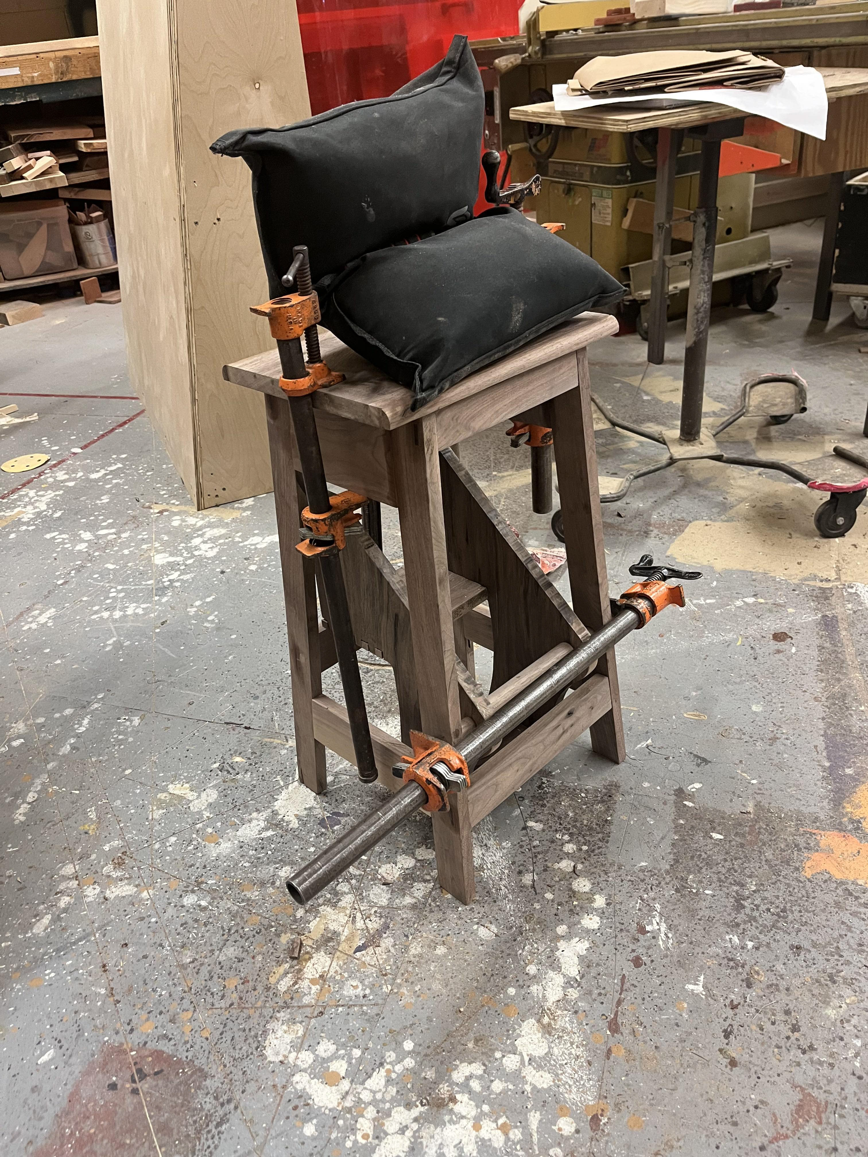 Glue up for lid and dowel connections on steps.