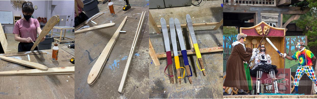 Assisted props with the creation of slapstick swords.