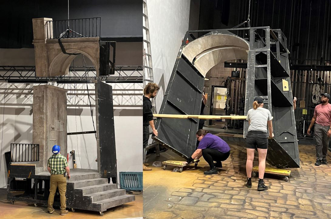 Used different methods of chain motoring units to standing to speed up load-in process.