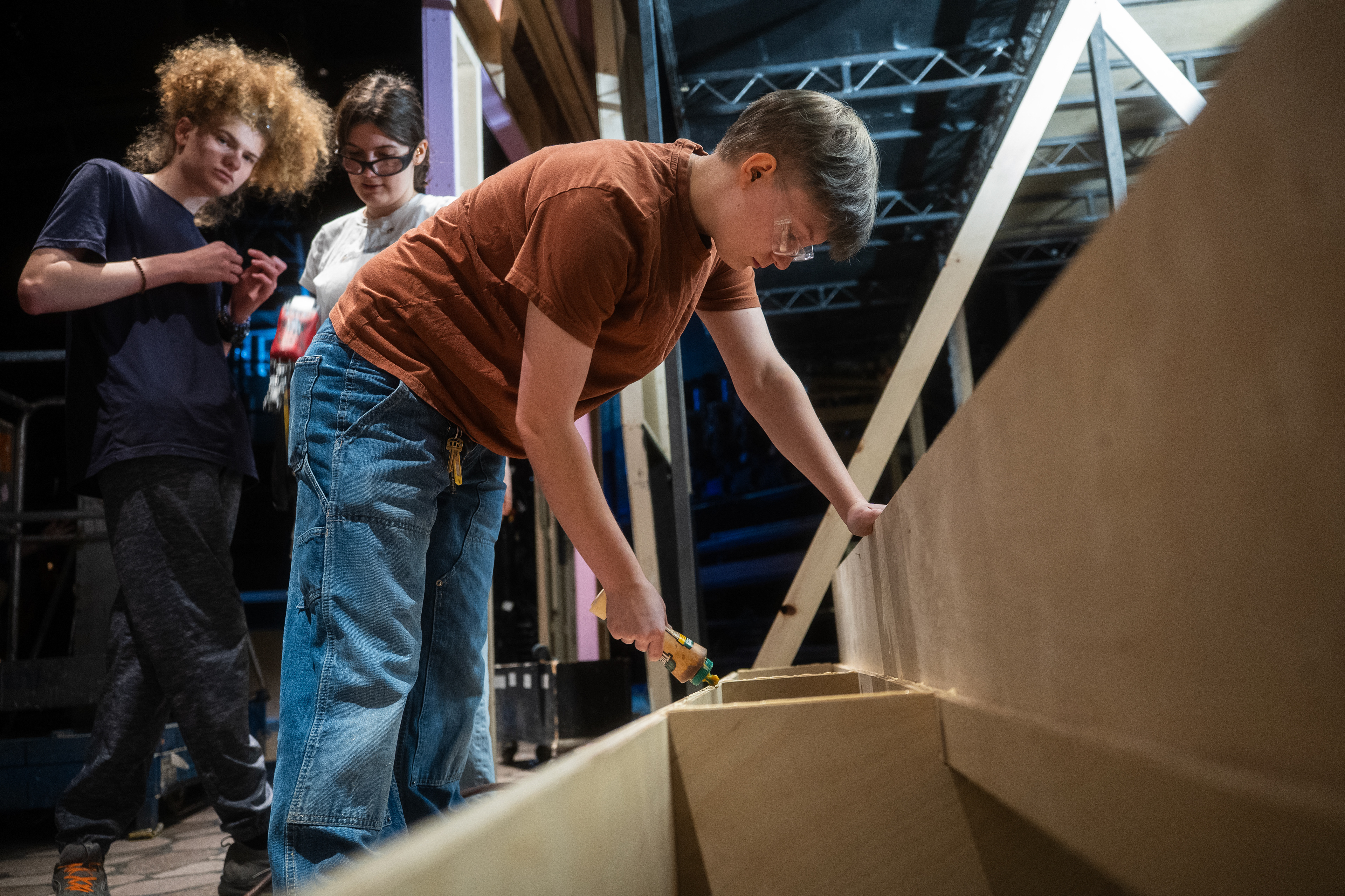 Students building staircase. Photo by: TJ Carr