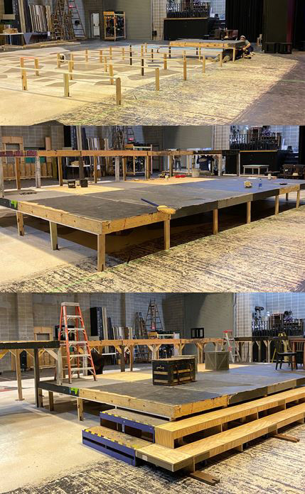 Modified stud walls were used to quickly install platforms.